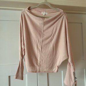 pink wide neck sweater